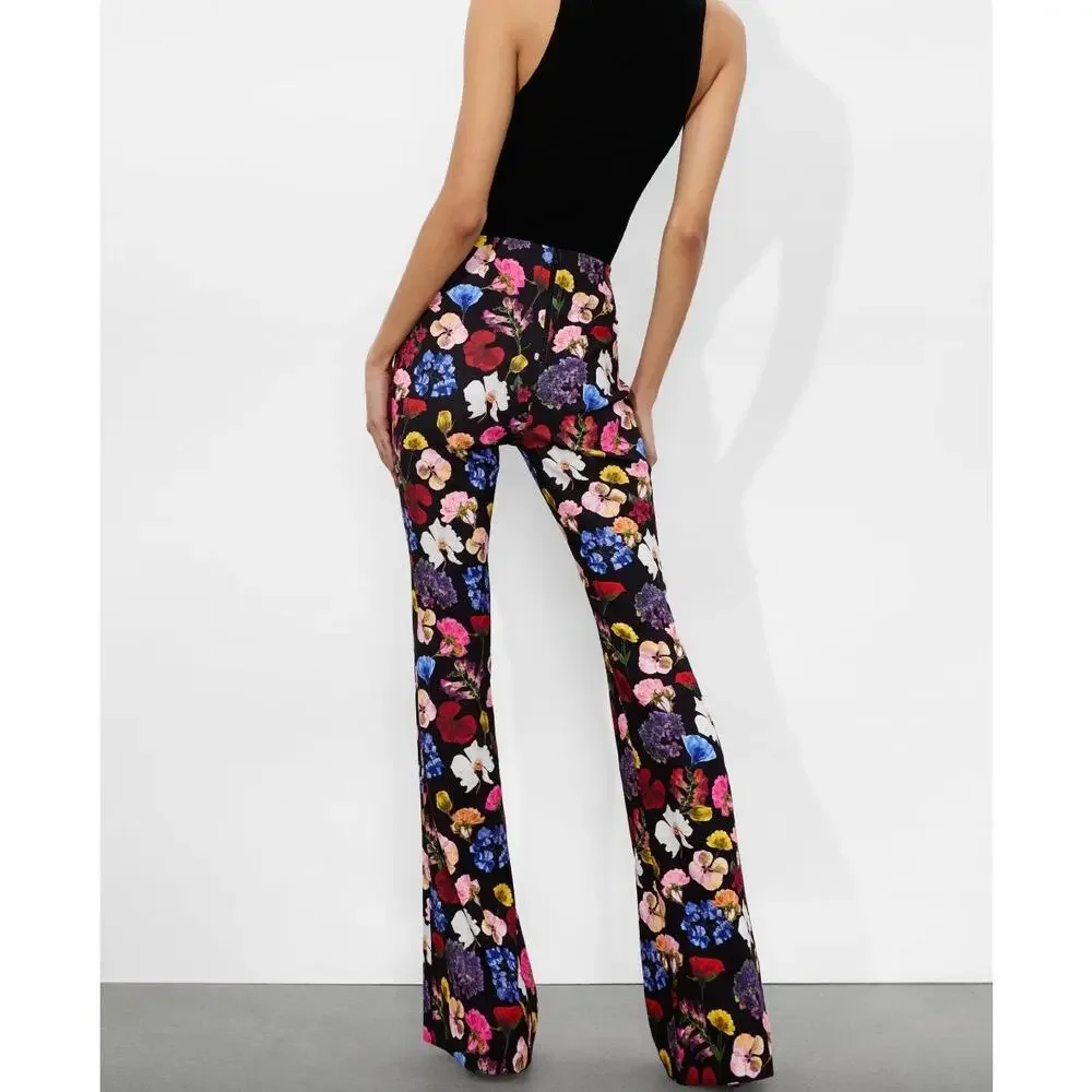 Alice + Olivia RMP Bootcut Pants Timeless Blossom Floral Mid Rise Size 0 - Picture 2 of 15